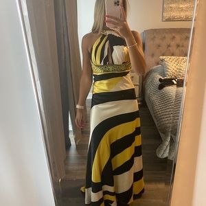 Beautiful black and yellow special occasion dress.